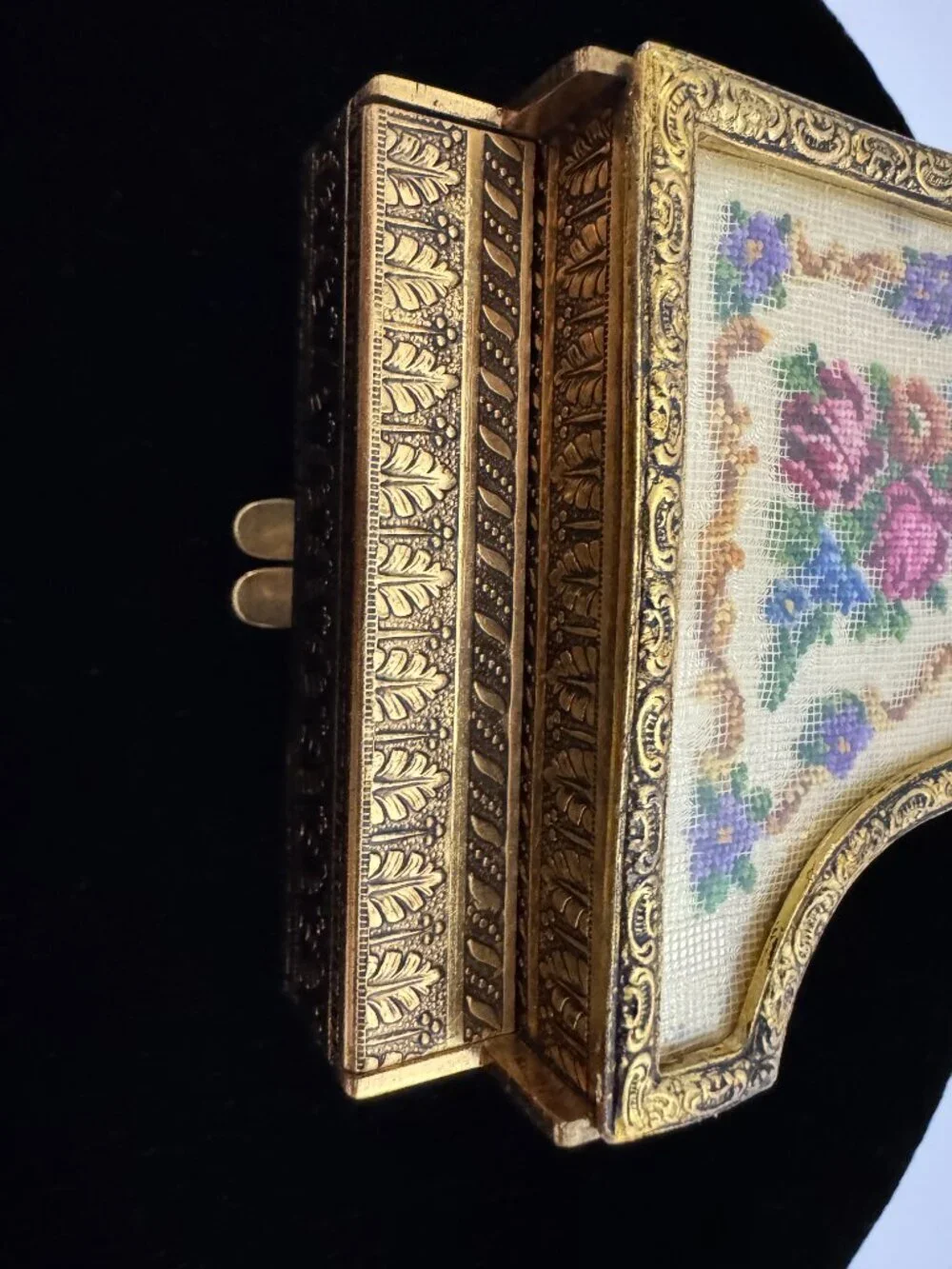 VTG Reuge Austria Ornate Gilded Brass Piano Needle Point Petite Top